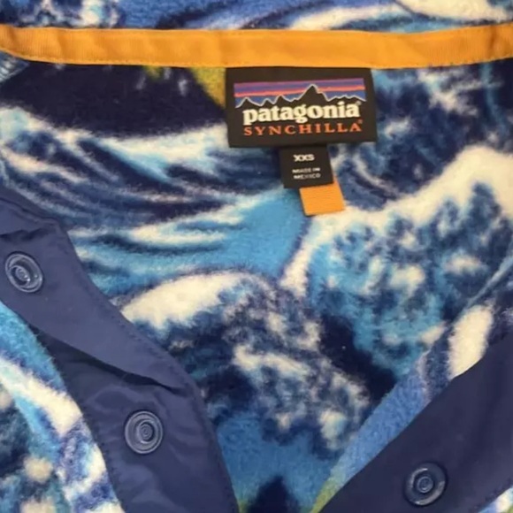 Patagonia RARE Synchilla Snap-T Fitz Roy Hokusai Blue Wave Fleece Pullover Men's - Picture 4 of 4